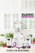 Havells-Klassic White & Purple 5 Pcs 750 W Hands Free Twisting Juice Filter Mixer Grinder