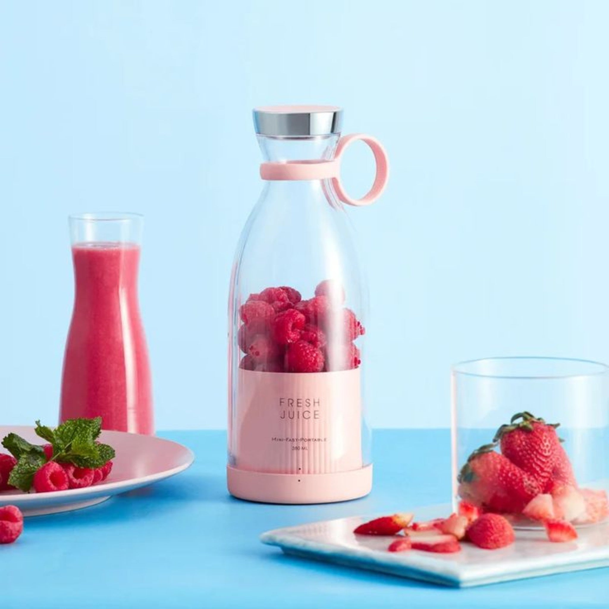 5334a Blender Portable Juicer For Smoothie  Juice  Vegetable Shakes With 6 Blades Wireless Charging Mini Personal Size Mixer Bottle Grinder 420 Ml Multicolor